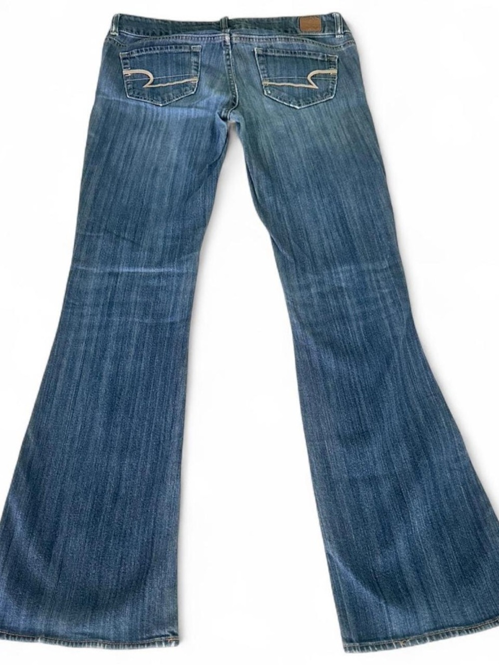 American Eagle Outfitters Low Rise Stretch Medium Blue Flare Jeans